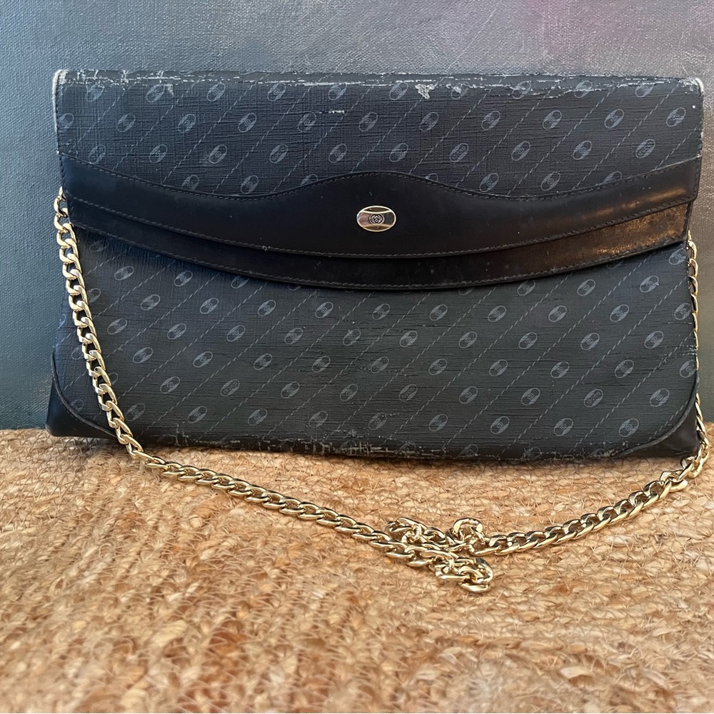 Gucci Black and Gold Chain Clutch